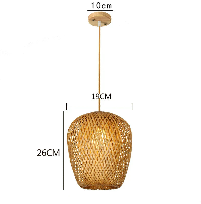 Natural Bamboo Hanging Lamp Handmade Asian Style