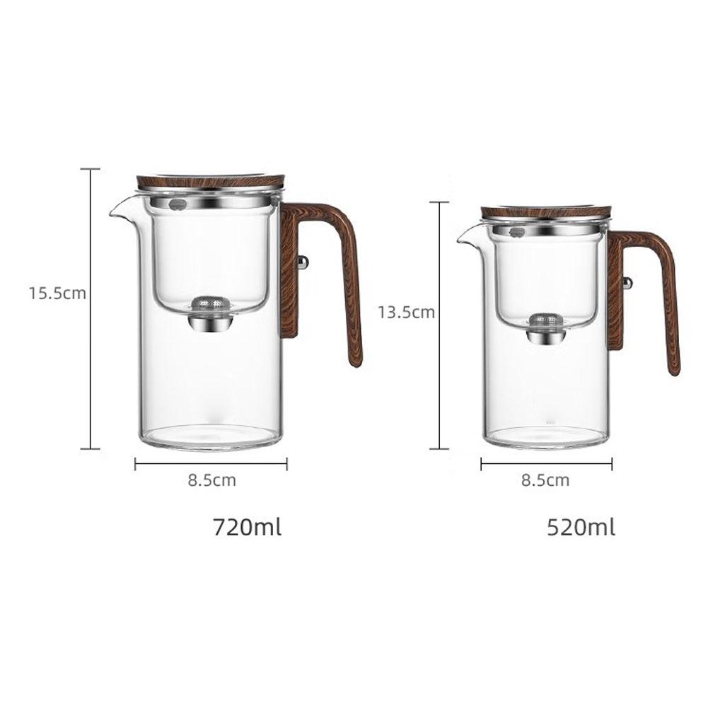 Clear Glass Teapot With Infuser And Wood Grip