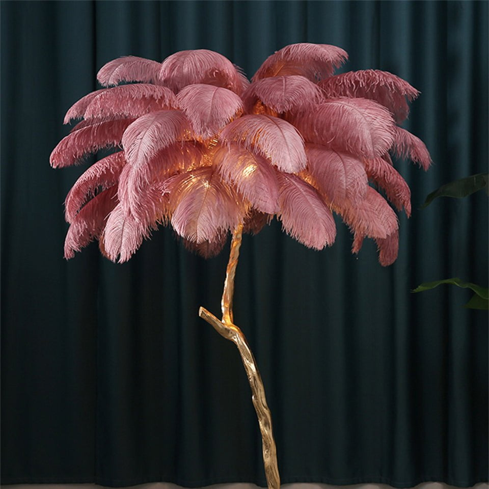 Tall Adjustable Feather LED Floor Lamp with Warm Light