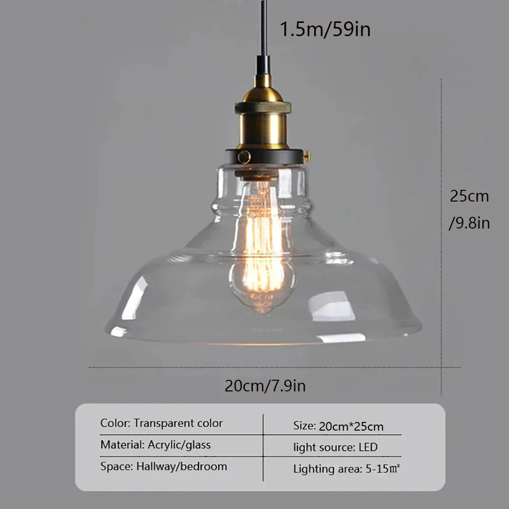 Vintage Glass Drop Light Fixture for Living Rooms