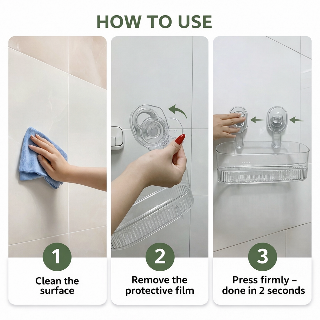 Stick On Shelf Easy Install Storage Rack for Kitchen Bathroom