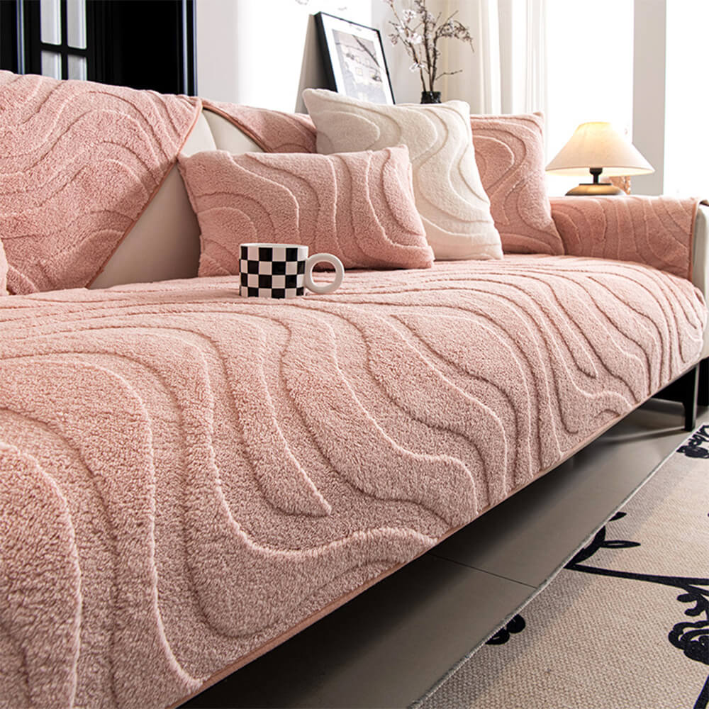 Soft Fleece Stretchy Sofa Slipcover Protector Cushion Cover