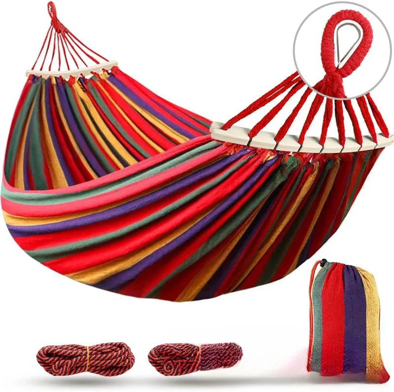 Durable Outdoor Hammock with Wooden Frame for Camping