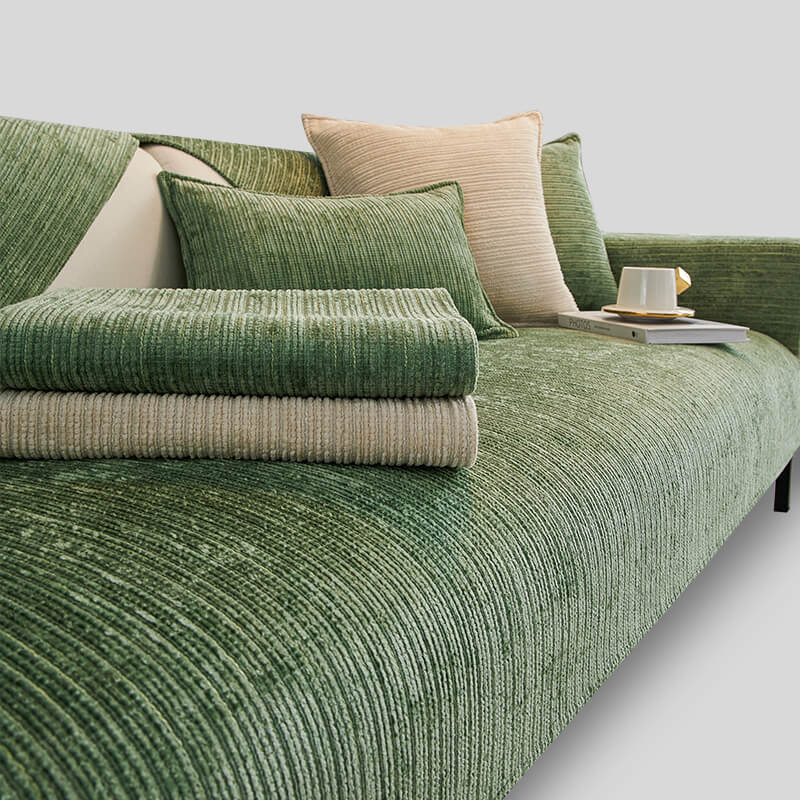 Durable Plain Chenille Pet-proof Sofa Slipcover