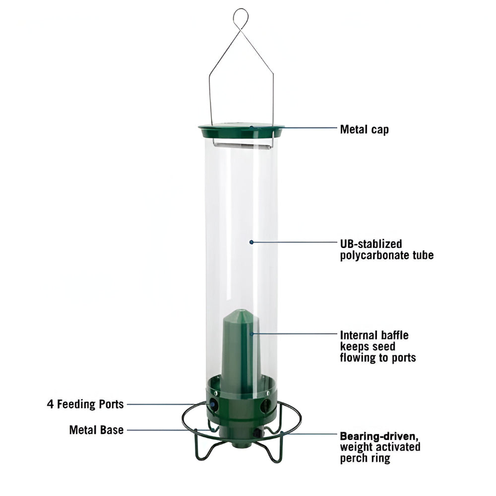 Weatherproof Squirrel Resistant Outdoor Hanging Bird Feeder Tube