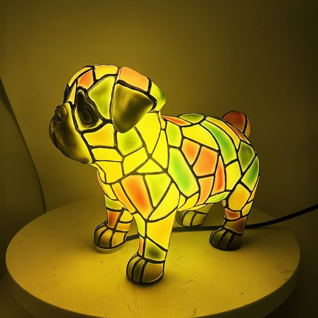 Cute Dog Figurine Desk Lamp with Resin Base