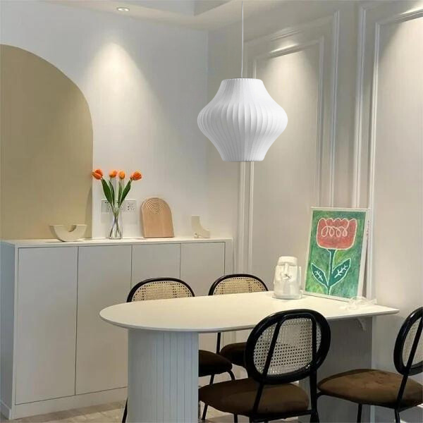 Luxury Metal and Silk Hanging Lamp