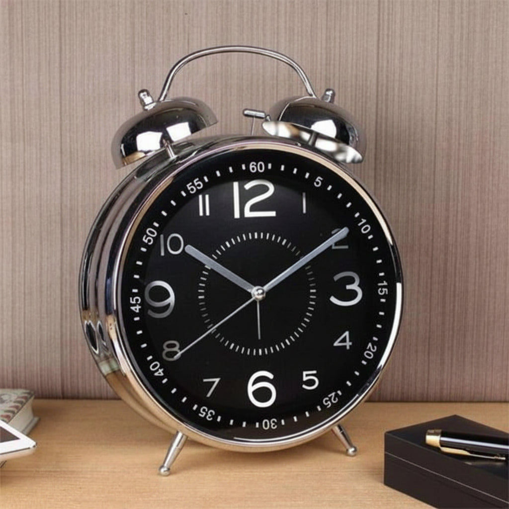 Retro Style Metal Loud Double Bell Bedroom Alarm Clock