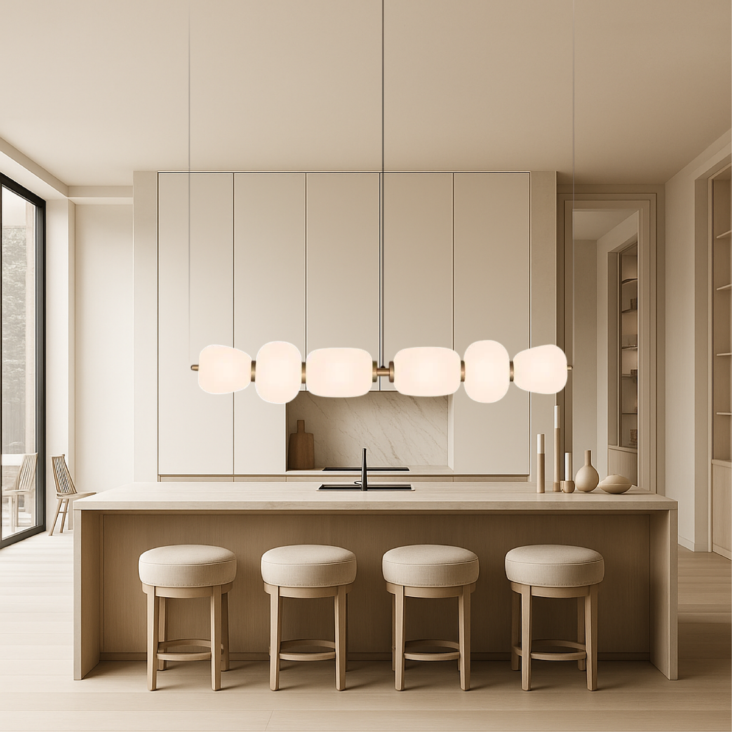Vareli | Minimalist Bar Pendant Light in White Glass 3