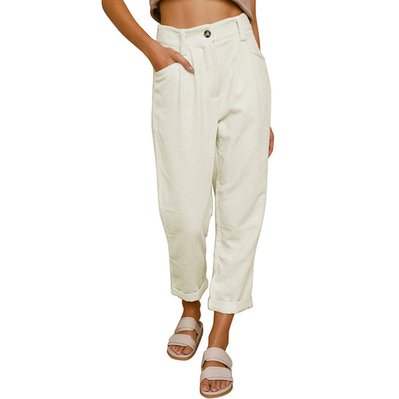 VelvetCords | Elegant High-Waisted Women's Corduroy Trousers 8