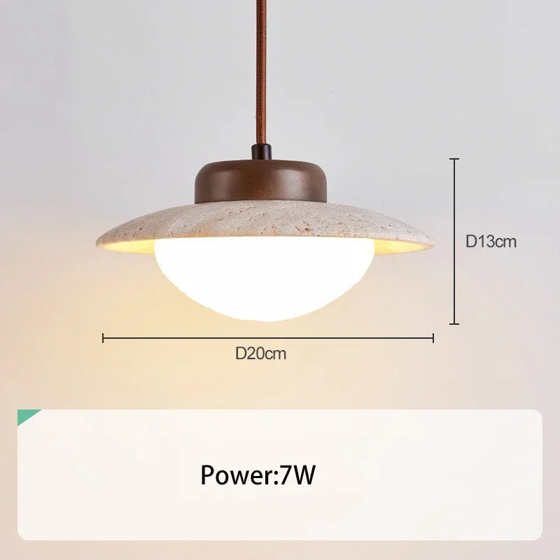 Natural Stone Round LED Hanging Light