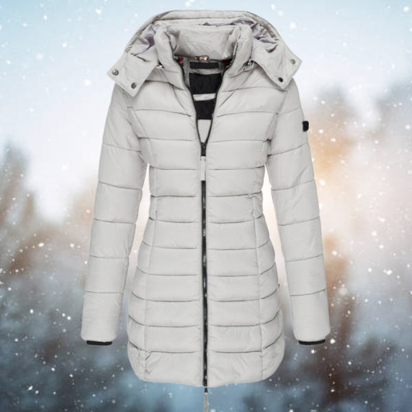Women's Puffer Winter Jacket with Hood and Full-Length Zip 6