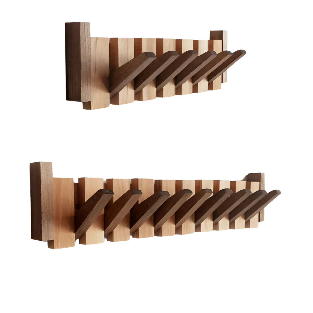Space Saving Wooden Folding Hook Rack Organizer