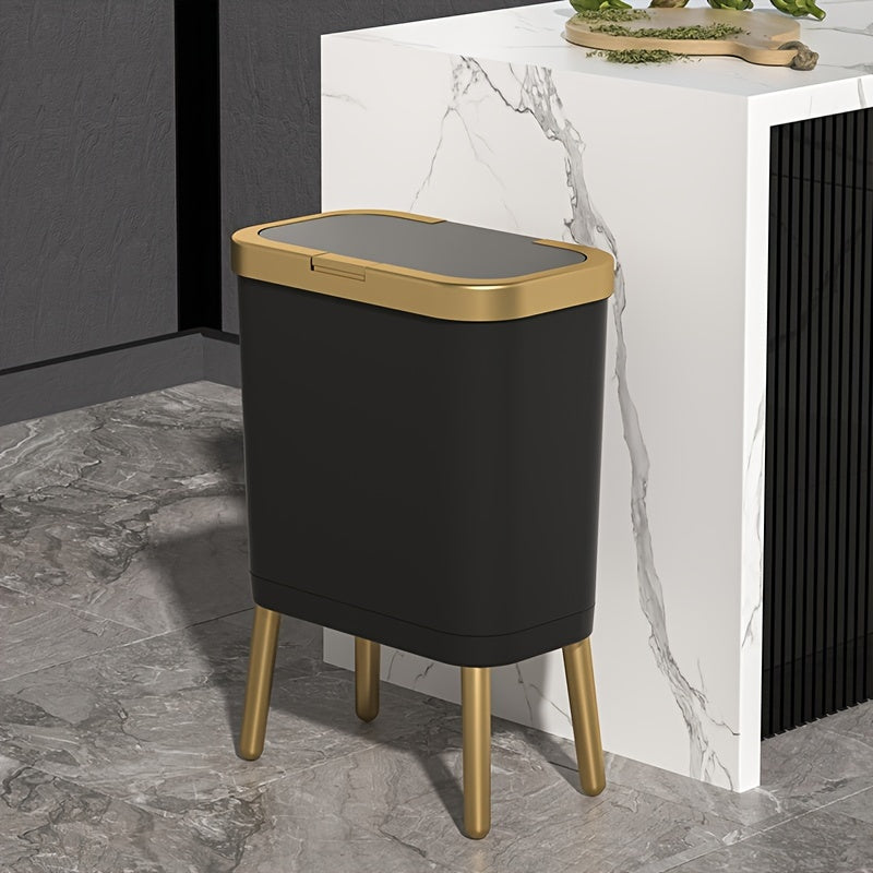 Large 15L Slim Kitchen Trash Can with Non Slip Base