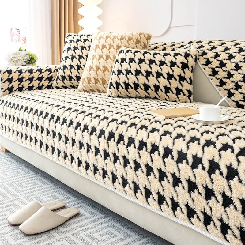Soft Houndstooth Non-Slip Furniture Pad Cover