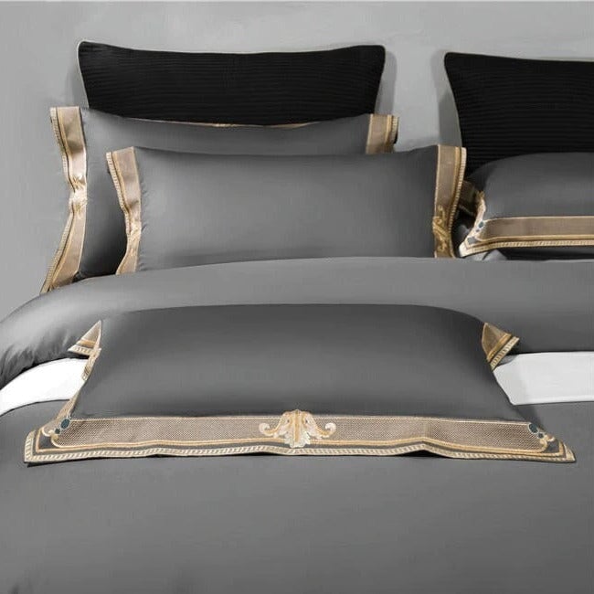 Luxury Grey Quilted Bedding Set