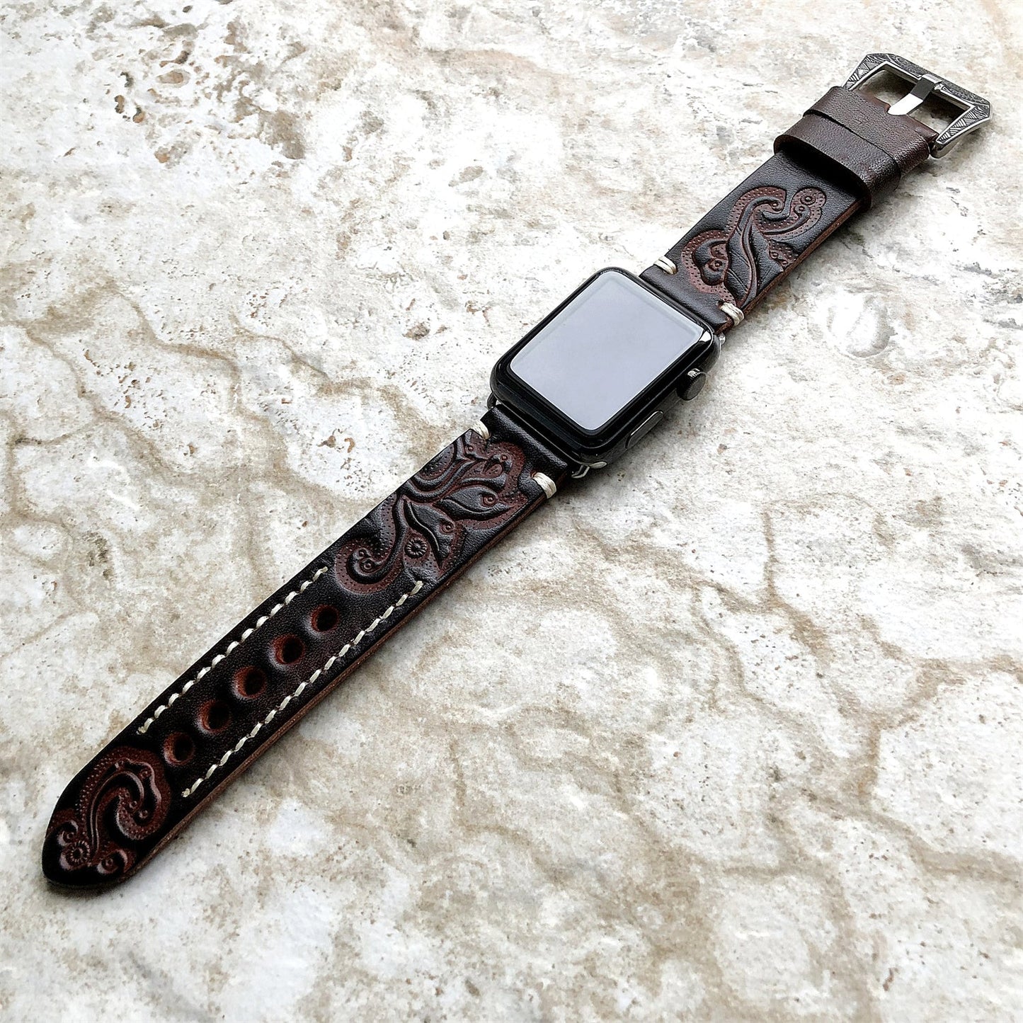Personalized Engraved Leather Strap for Apple Watch