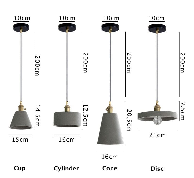 Unique Concrete Pendant Lamp with LED Bulb Included