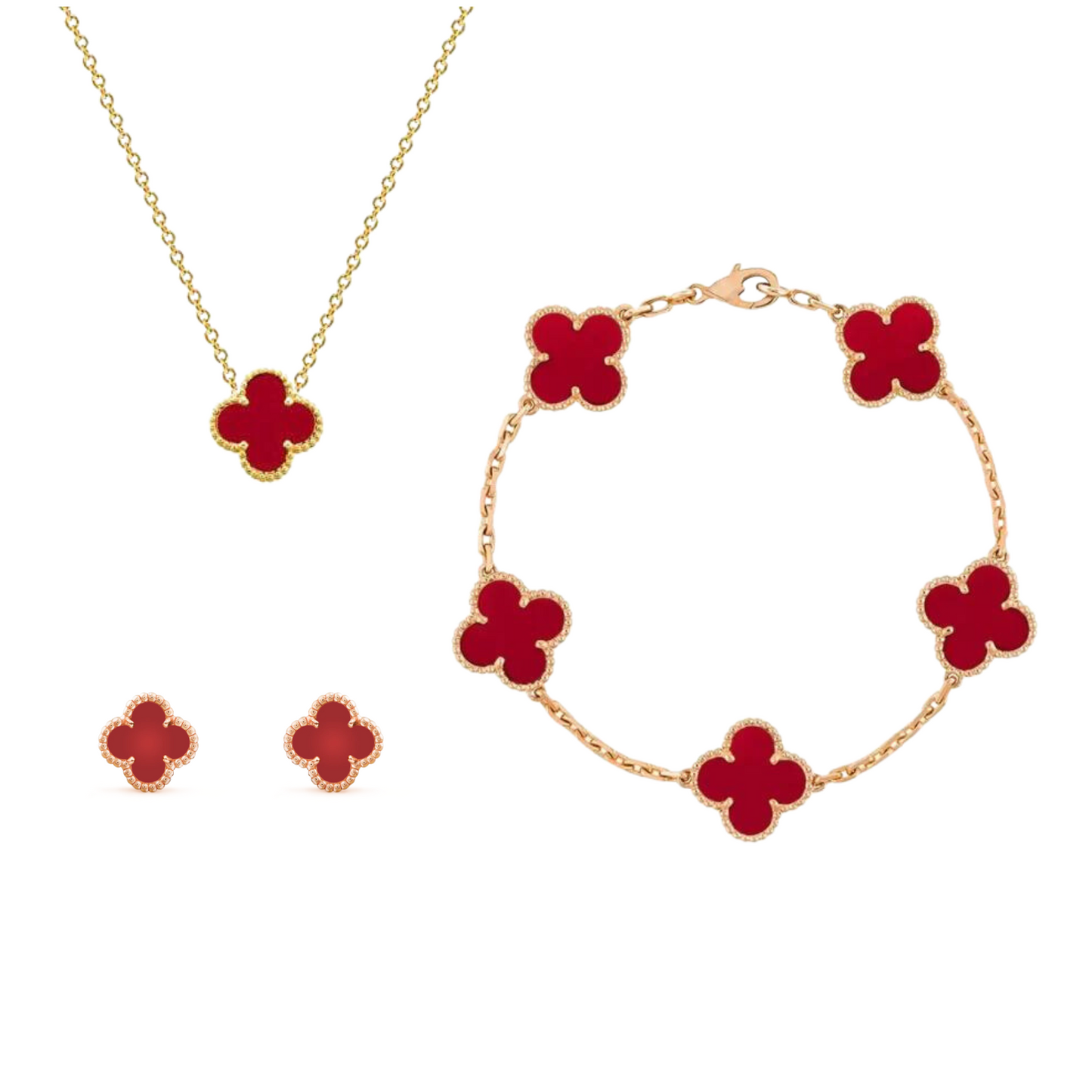 Golden Flower 3 Piece Necklace Earrings Bracelet Set
