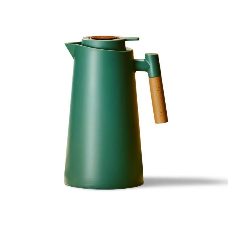 Insulated Thermal Jug With Temperature Display And Wood Grip