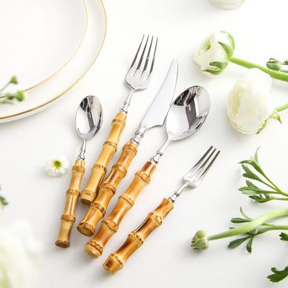 Eco Friendly Bamboo Stainless Steel Utensil Set - Lusomart
