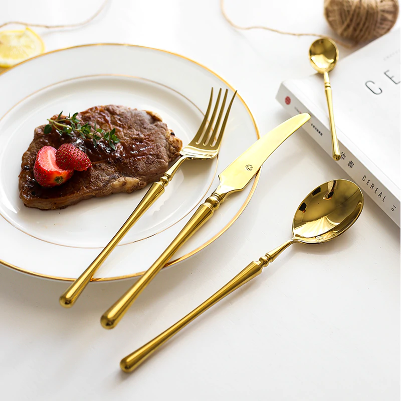 Luxurious Gold Plated Dinnerware Set With Ornate Handles