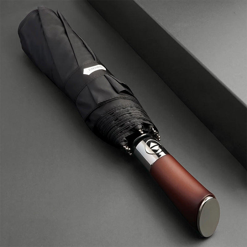Compact Auto Open Umbrella With Wooden Grip - Lusomart