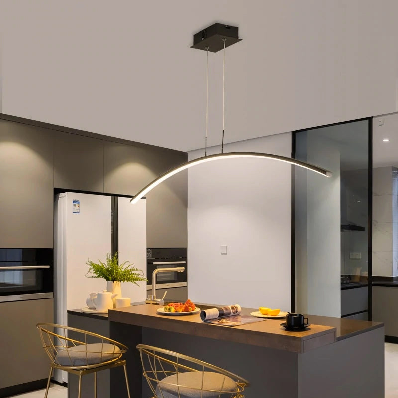 Soft Curve Pendant Light With Warm LED Glow