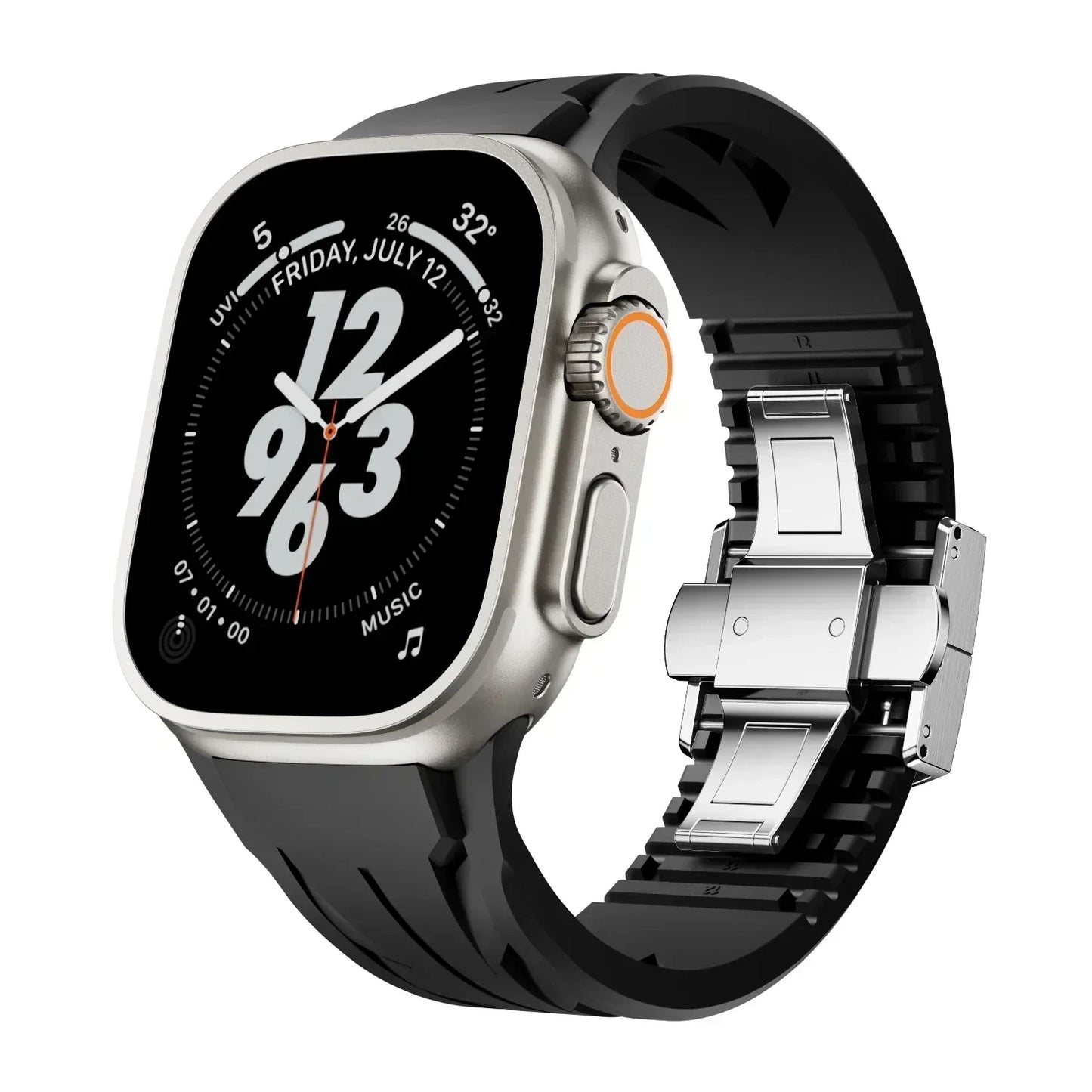 Soft Rubber Apple Watch Band with Metal Clamp