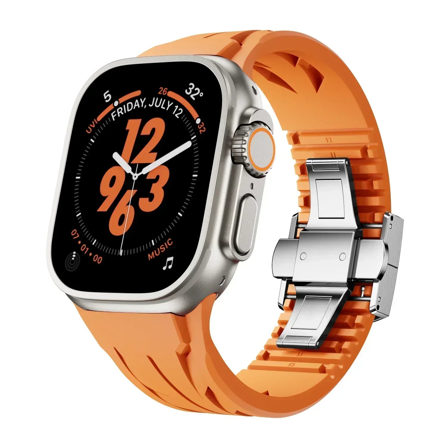 Soft Rubber Apple Watch Band with Metal Clamp