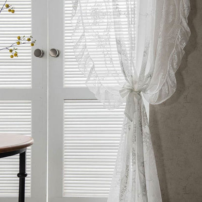 Sheer Ruffled Window Curtain Panels