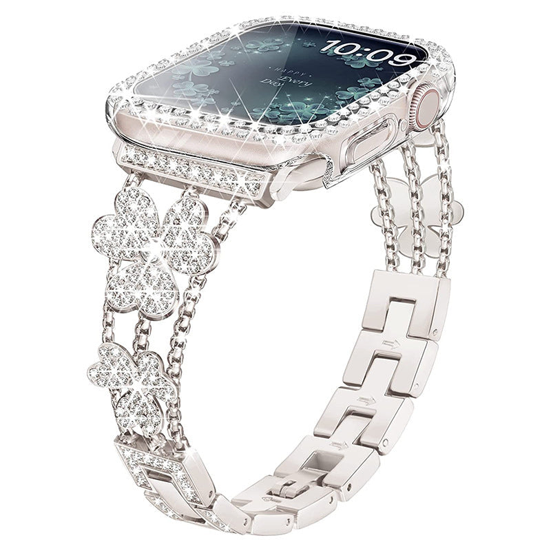 Elegant Flower Crystal Apple Watch Link Bracelet - Lusomart
