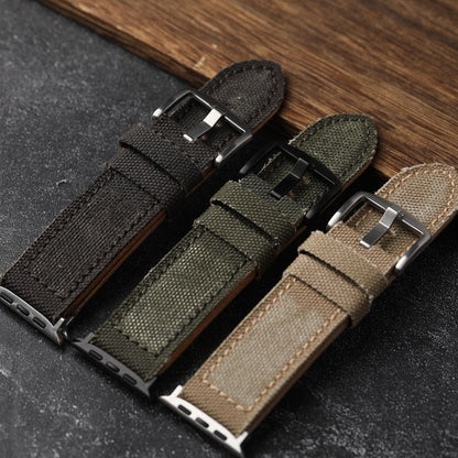 Authentic Leather and Cotton Watch Band