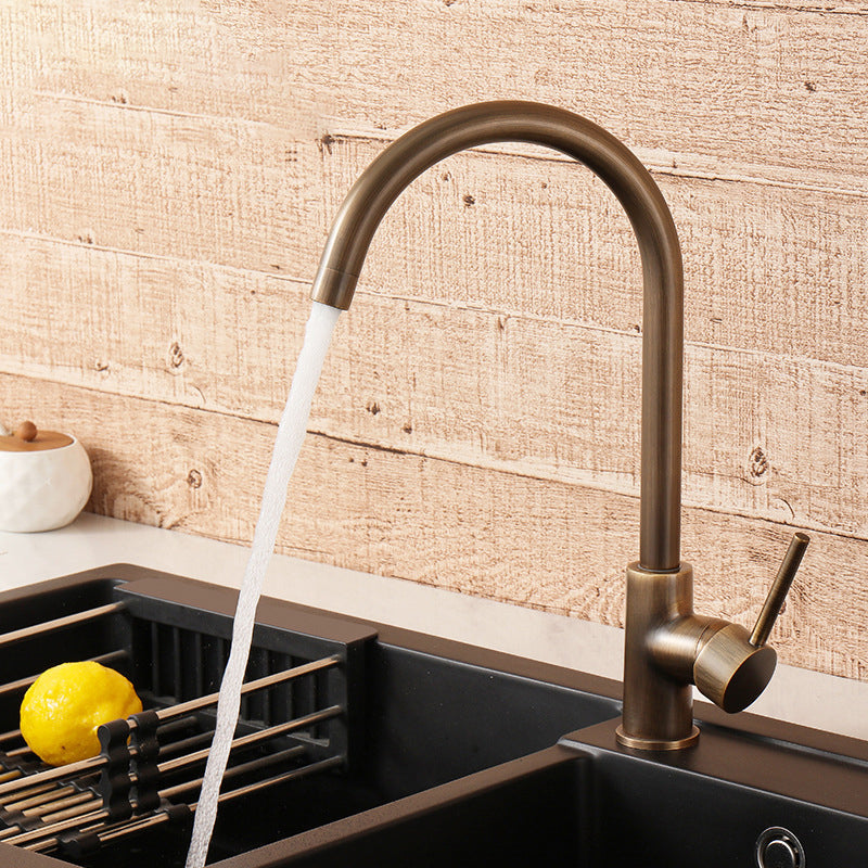 Classic Bronze One Handle Kitchen Faucet With Easy Turn - Lusomart