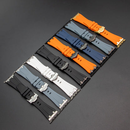 Soft Silicone Strap With Silver Buckle For Apple Watch