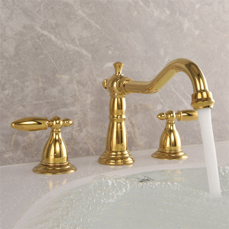 Classic Brass Two Handle Bath Faucet for 3 Hole Sink - Lusomart