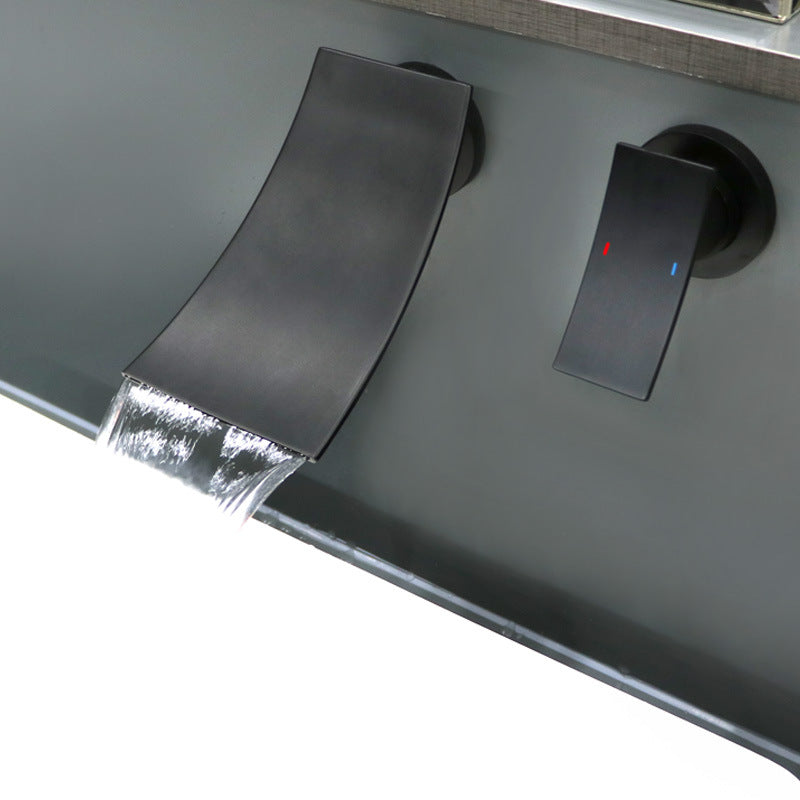 Modern Single Handle Wall Mount Waterfall Bathroom Faucet