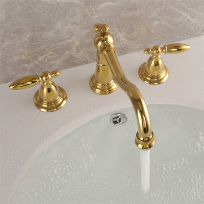 Classic Brass Two Handle Bath Faucet for 3 Hole Sink