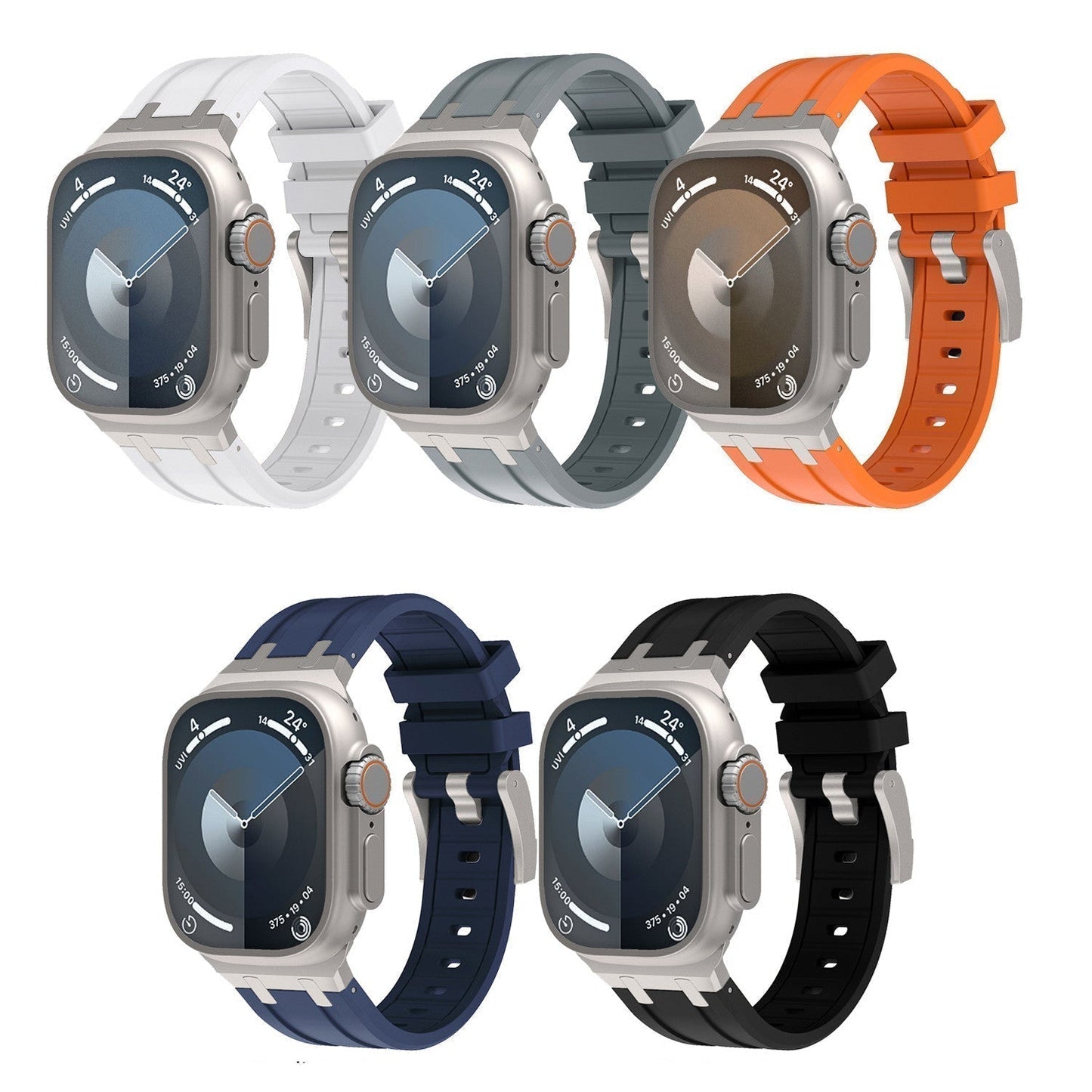 Soft Silicone Strap With Silver Buckle For Apple Watch