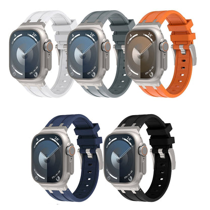 Soft Silicone Strap With Silver Buckle For Apple Watch