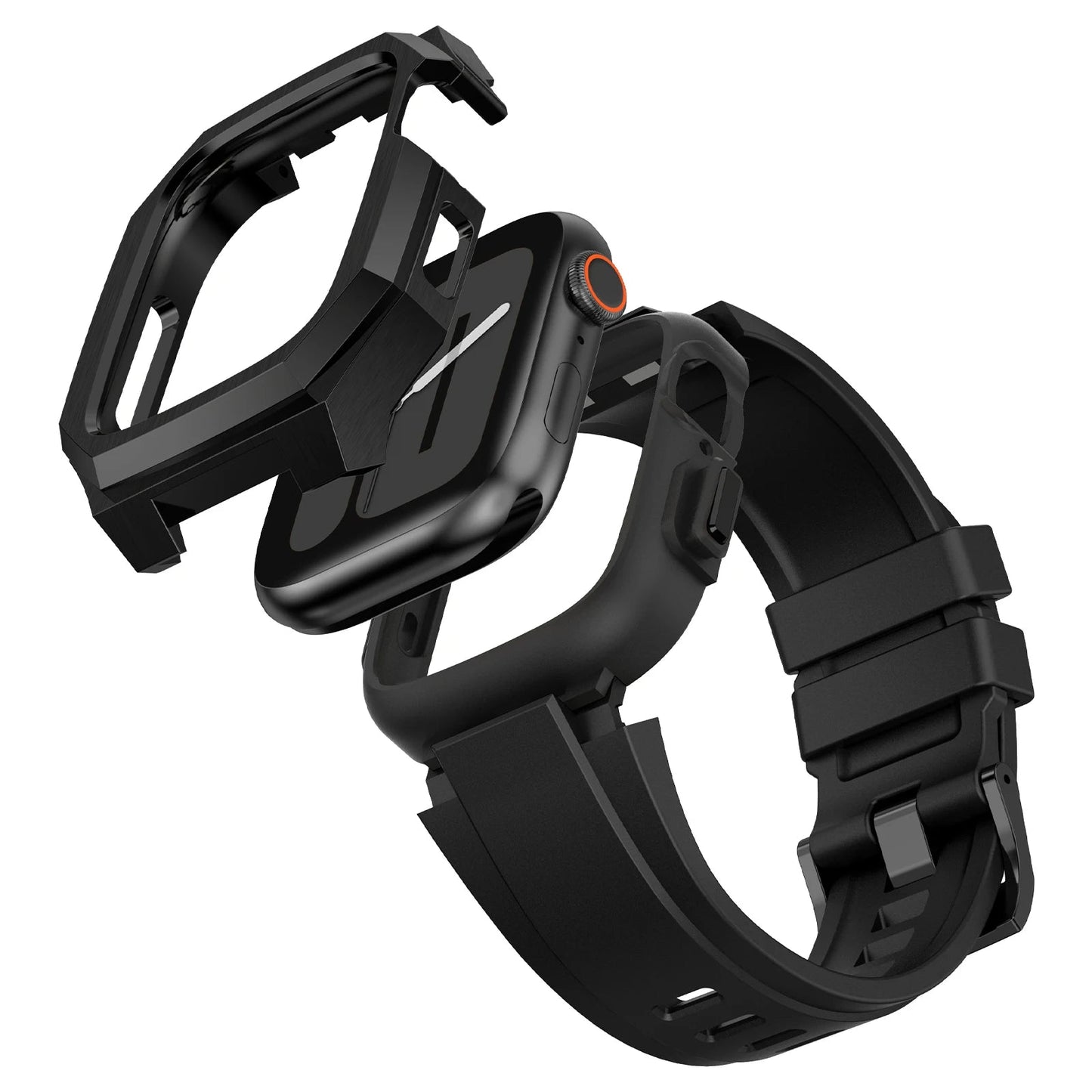 Durable Metal Watch Case with Soft Strap for Apple Watch