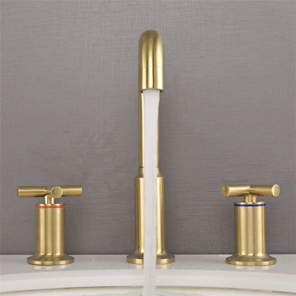 Luxury Gold 3 Hole Bathroom Faucet with Waterfall Spout