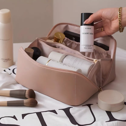 Spacious Travel Makeup Case PU Cosmetic Organizer