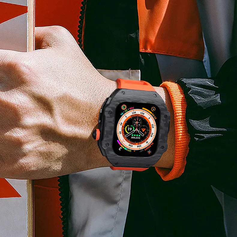 Durable Rubber Strap and Stainless Steel Case for Apple Watch