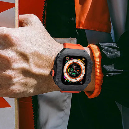 Durable Rubber Strap and Stainless Steel Case for Apple Watch