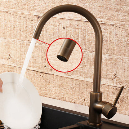 Classic Bronze One Handle Kitchen Faucet With Easy Turn