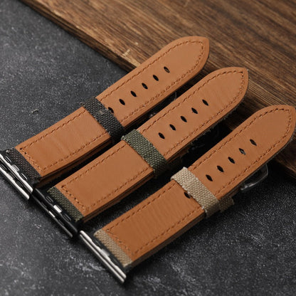 Authentic Leather and Cotton Watch Band
