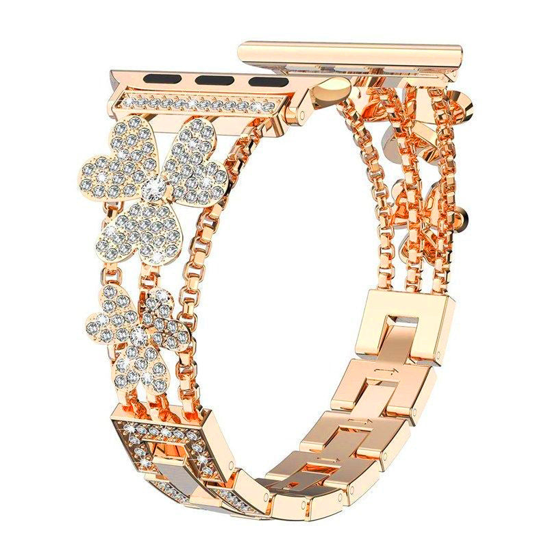 Elegant Flower Crystal Apple Watch Link Bracelet