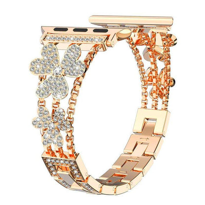 Elegant Flower Crystal Apple Watch Link Bracelet