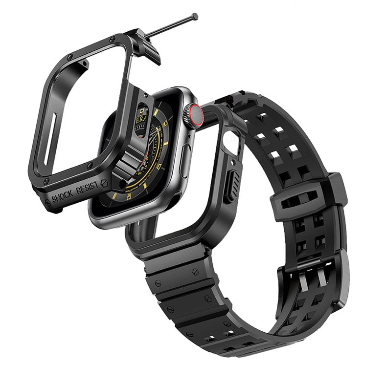 Durable Silicon Apple Watch Band With Metal Case